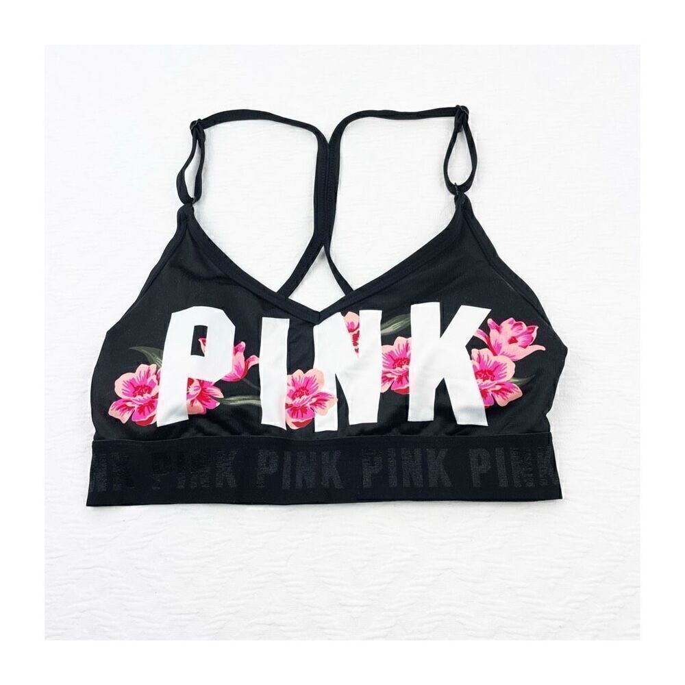 BUY 1 GET 1 FREE Victorias Secret floral letters sports bra Racerback black smal